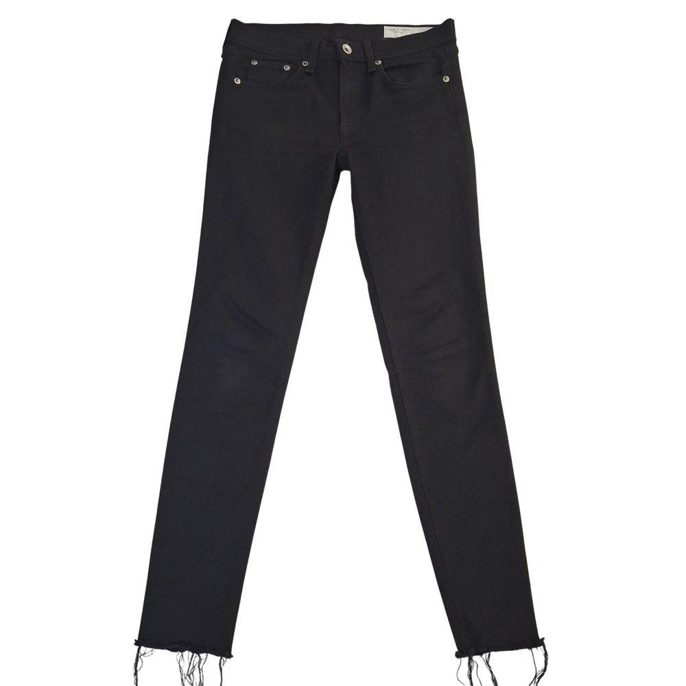 Rag & Bone‎ Ankle Skinny Jeans Women's 27x27 Black Raw Hem Denim